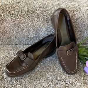 Aerosoles Bologna Brown Wedge Leather Loafers